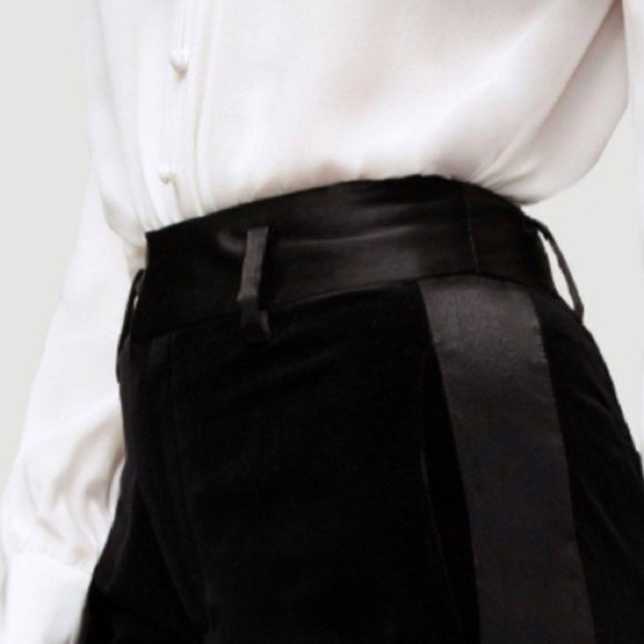 NWT FRAME Velvet Tux Straight-Legs Pants - Picture 4 of 8